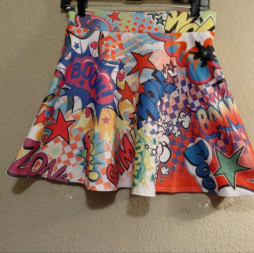 Rue21 Multicolor Comic Print Skater Skirt - Picture 5 of 6